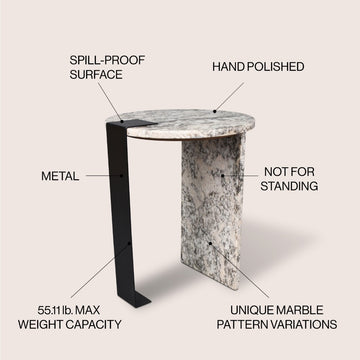 Lyra 17" Contemporary Natural Marble/Metal Handmade Round End Table - JONATHAN Y
